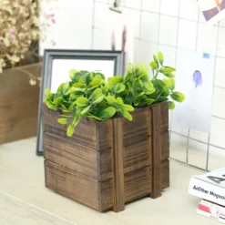 Smoked Brown Rustic Wood Planter Box Set With Removable Plastic Liners -Home Decor Promotional Store WOD PLNT02 6X6 DKBN 02.progressive 40501665 1a1f 482c ad1e 767db870fe93