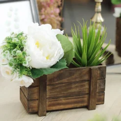 Smoked Brown Rustic Wood Planter Box Set With Removable Plastic Liners -Home Decor Promotional Store WOD PLNT02 8X4 DKBN 02.progressive a0c03206 3a0e 4cbf a0da d0d1d85189a5