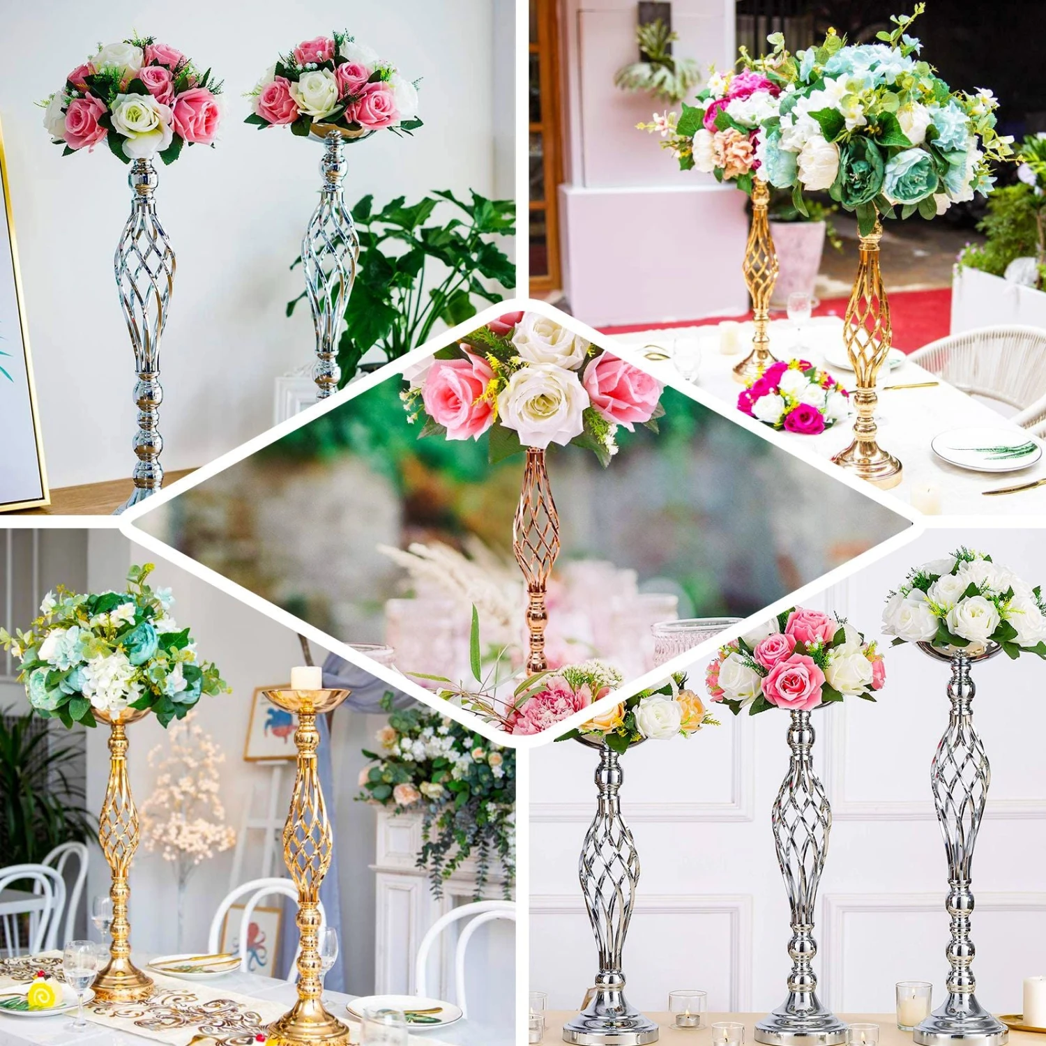 2 Pack Reversible Votive Candle Holder Set Flower Ball Pedestal Stand 23" 3 2 Pack Reversible Votive Candle Holder Set Flower Ball Pedestal Stand 23" - Image 3