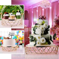 Round Gold Metal Geometric Diamond Cut Pedestal Riser, Dessert Display Stand With Glass Top -Home Decor Promotional Store bE7BPspQ