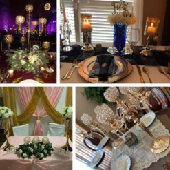 Hurricane Glass Pillar Candle Holder, Lace Design Votive Candle Stand 17" Tall -Home Decor Promotional Store q51cOarg