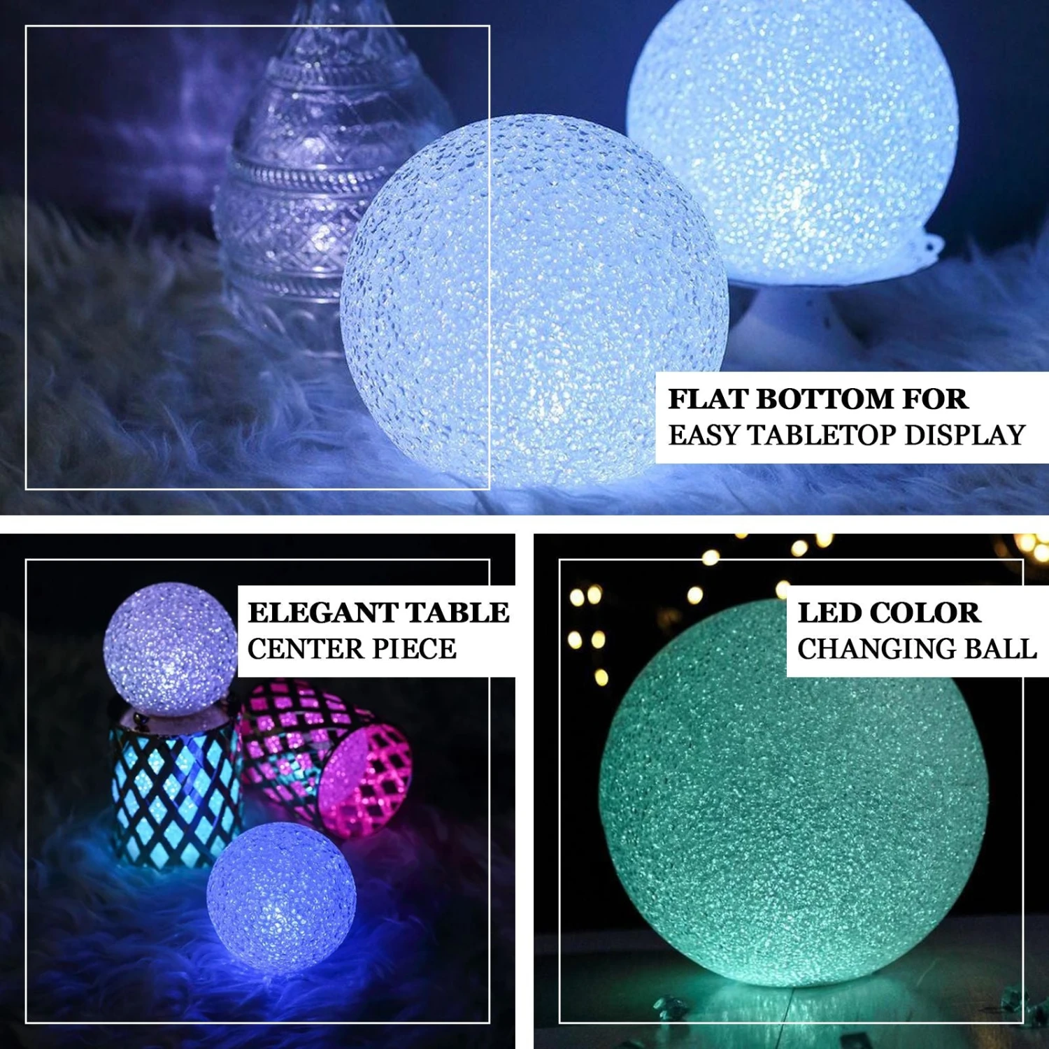2 Pack - 6" Color Changing Portable LED Centerpiece Ball Lights, Battery Operated LED Orbs 2 2 Pack - 6" Color Changing Portable LED Centerpiece Ball Lights, Battery Operated LED Orbs - Image 2